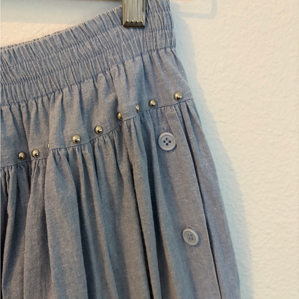 Spencer Creations 100% Cotton  Light Blue Button-Detail Maxi Skirt - Picture 5 of 7